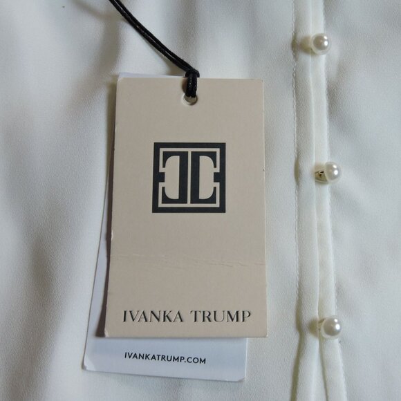 Ivanka Trump Women Medium Blouse Shirt Ruffles Cold Shoulder Tops NEW - Picture 10 of 11